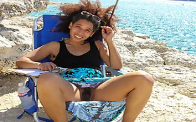 Hairy Housewife Flashing On The Beach And At Home