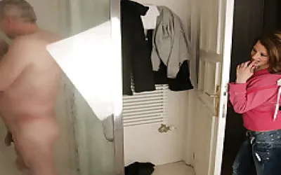 Horny Babe Catches A Dirtu Old Man In The Shower