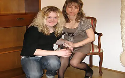 Naughty Blonde Babe Doing A Mature Lesbian