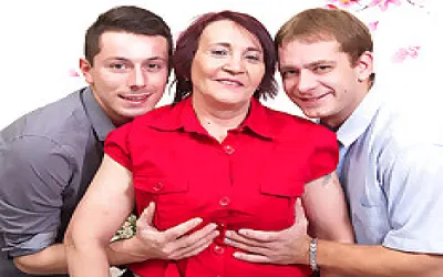 Naughty Mature Lady Sucking And Fucking Two Guys At Once