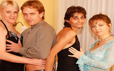 One Dude Fucking Three Horny Mature Sluts