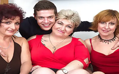 One Lucky Guy Having Funwith Three Mature Sluts