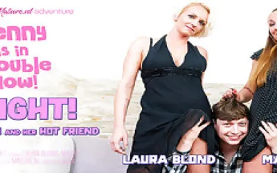 Stepmom Majda And Her Milf Friend Catch A Toyboy Jerking Off