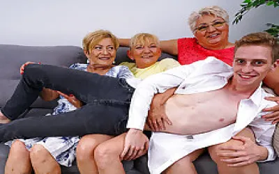 Three Matue Ladies Share One Naught Toy Boy For Their Deviant Sexgames