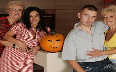 Three Old And Young Lesbians Do Each Other And Get Some Cock As Well